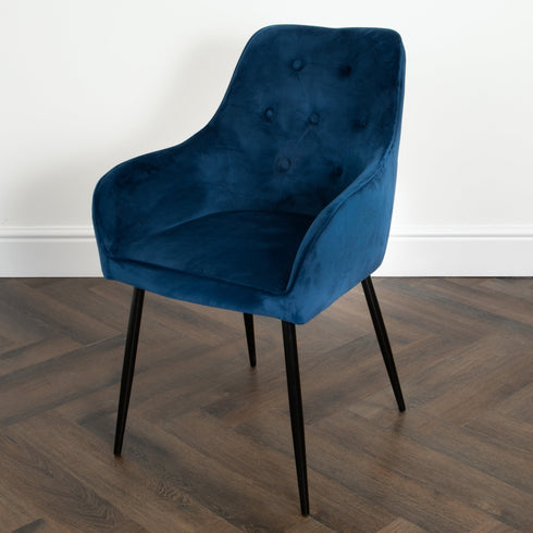 Native Home Lifestyle Chesterfield Navy Blue Dining Chairs (Set Of 2)